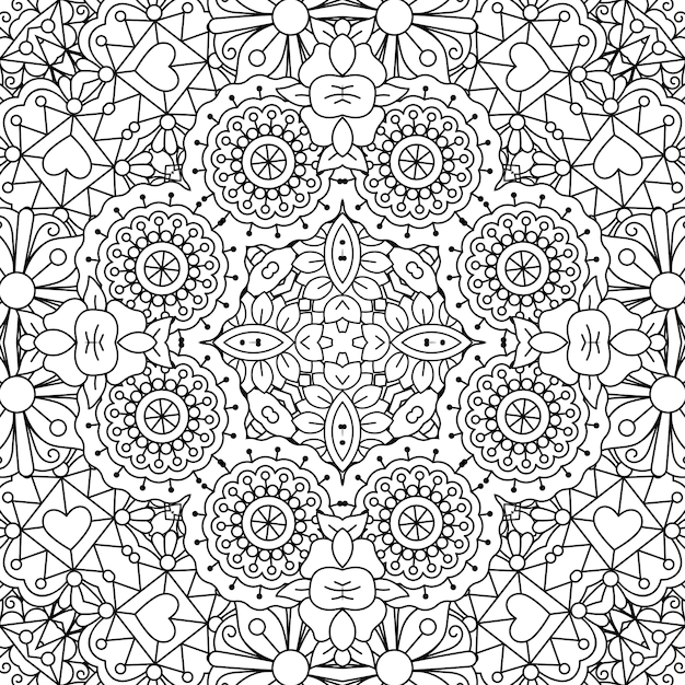 Doodle patrón ornamental con flores