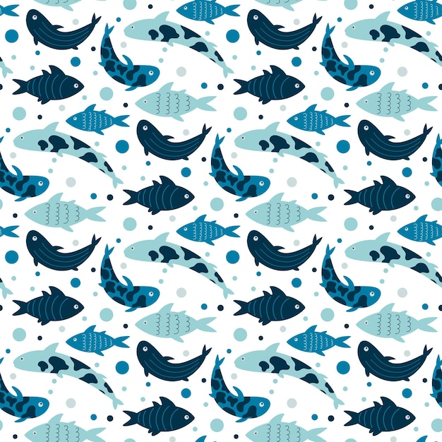 Doodle patrón de peces