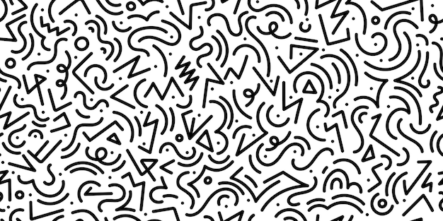 Doodle de patrones sin fisuras Fondo de arte de estilo minimalista creativo para niños o diseño de moda