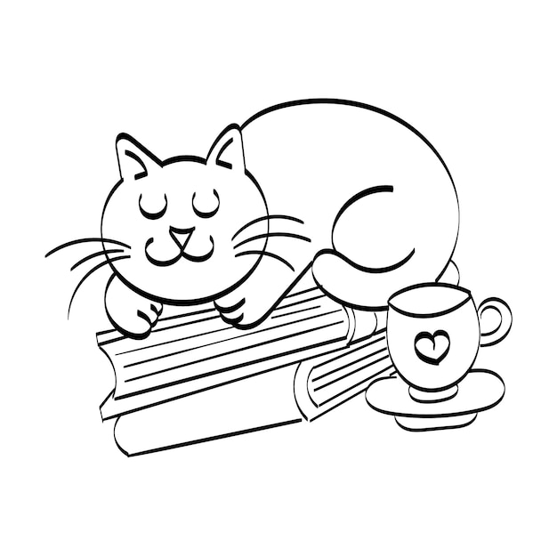 Doodle pegatina linda mascota gato