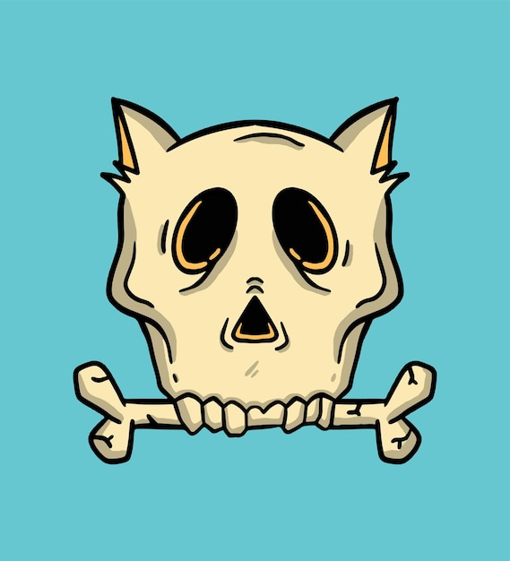 Vector doodle de perro calavera de halloween dibujado a mano