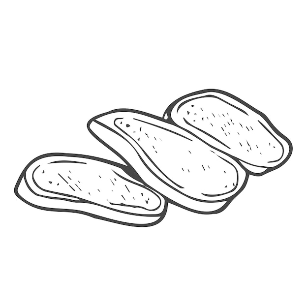 Doodle Rebanadas de jengibre Vector aislado de dibujo de jengibre Ilustración dibujada a mano Arte lineal