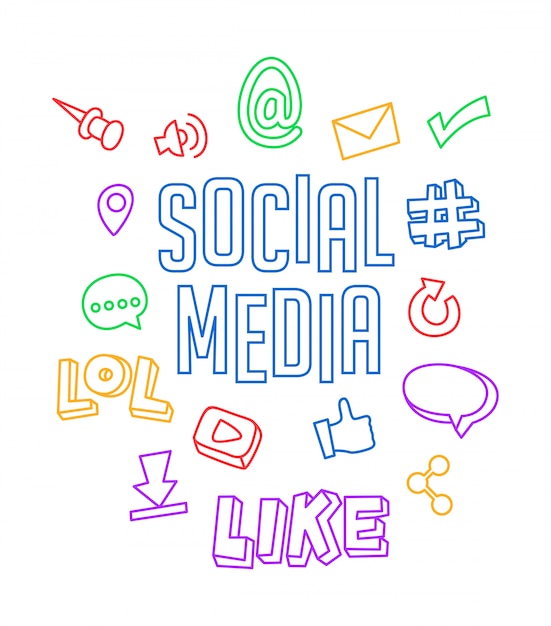 Vector doodle de redes sociales