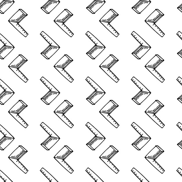 Doodle de regla plegable dibujado a mano de patrones sin fisuras. Icono de estilo de dibujo. Elemento de decoración. Aislado sobre fondo blanco. Diseño plano. Ilustración vectorial.