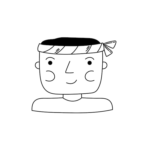 Doodle retrato de un lindo chef de sushi