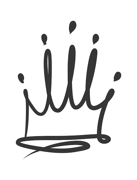 Doodle rey reina corona logotipo dibujado a mano conjunto negro concepto de boceto vectorial del reino