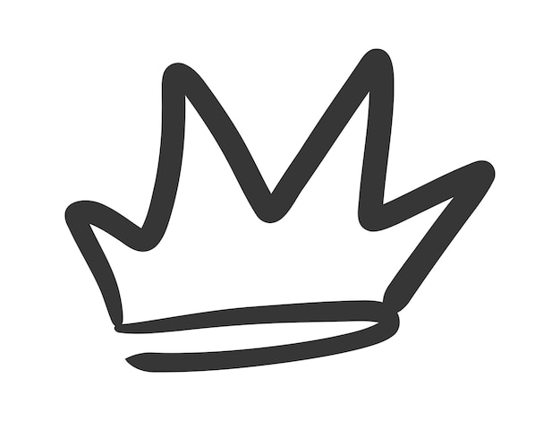Doodle rey reina corona mano dibujado logo negro conjunto vector reino boceto concepto