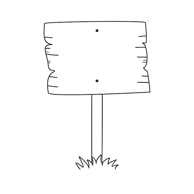 Doodle de señal de tráfico de tablero de información de madera de vector