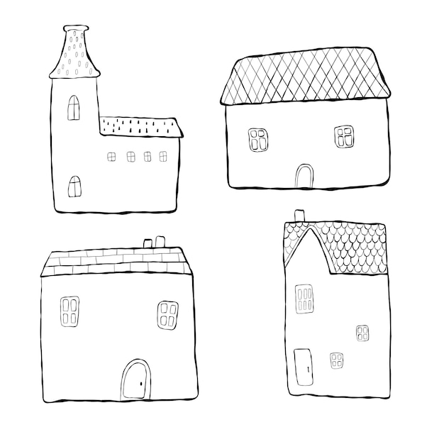 Doodle set para el hogar ilustraciones vectoriales de estilo dibujos animados Ilustración vectorial para niños dibujada a mano
