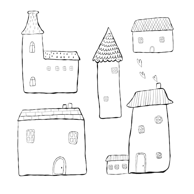 Doodle set para el hogar ilustraciones vectoriales de estilo dibujos animados Ilustración vectorial para niños dibujada a mano