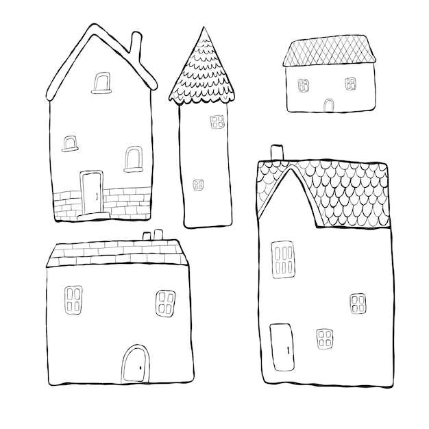 Doodle set para el hogar ilustraciones vectoriales de estilo dibujos animados Ilustración vectorial para niños dibujada a mano