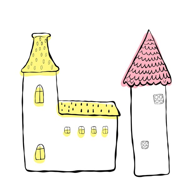 Doodle set para el hogar ilustraciones vectoriales de estilo dibujos animados Ilustración vectorial para niños dibujada a mano