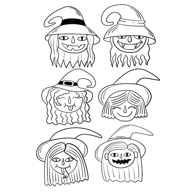 Doodle set pegatina brujas divertidas