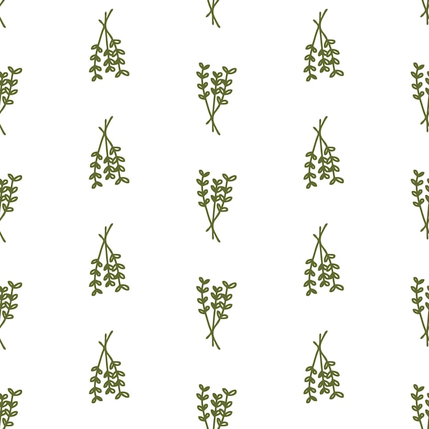 Doodle simple patrón sin costuras de primavera con hierbas perfecto para camiseta textil e impresión ilustración de vector dibujado a mano para decoración y diseño