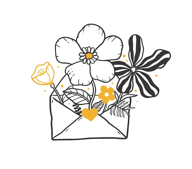 Doodle sobre abierto lleno de flores