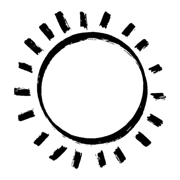 Doodle de sol aislado en una ilustración de vector dibujado a mano de fondo blanco