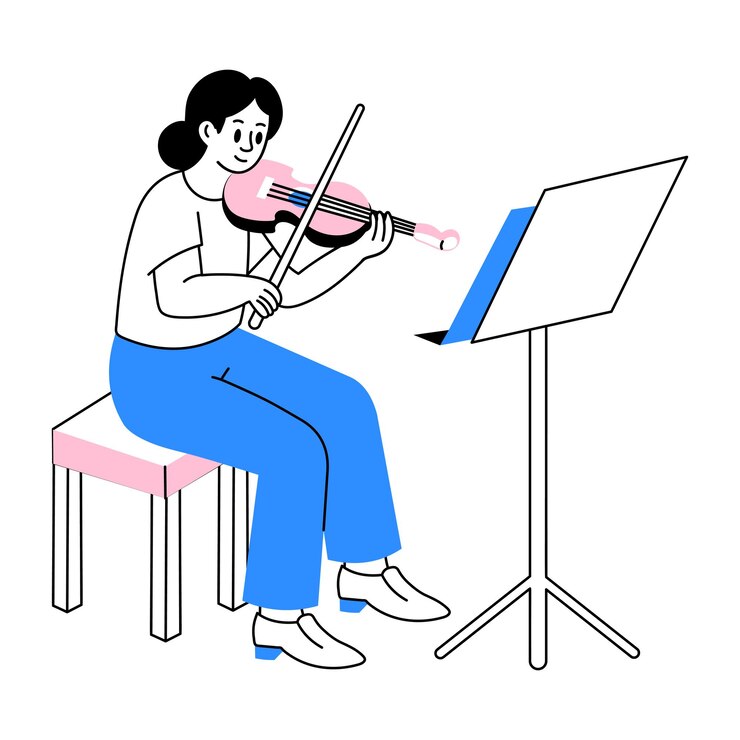Vector a doodle style illustration of a skilled violin player