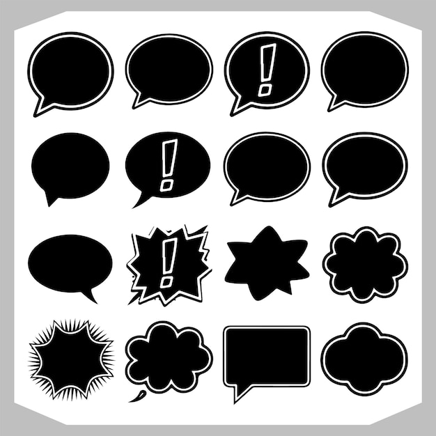 Doodle Style Speech Bubble Pack Diseños únicos de contornos dibujados a mano