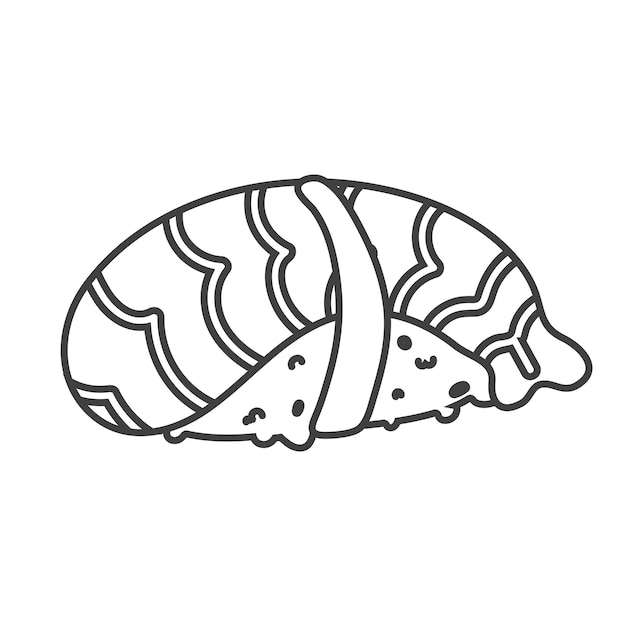 Doodle sushi roll con sésamo comida japonesa sushi roll icono de estilo de dibujos animados sushi aislado sobre fondo blanco icono de logotipo de sushi de dibujos animados vectoriales rollos de sushi estilo dibujo a mano comida asiática