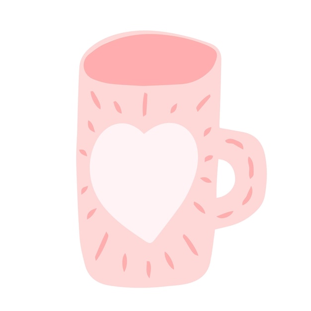 Doodle taza de té con corazón vector clip art