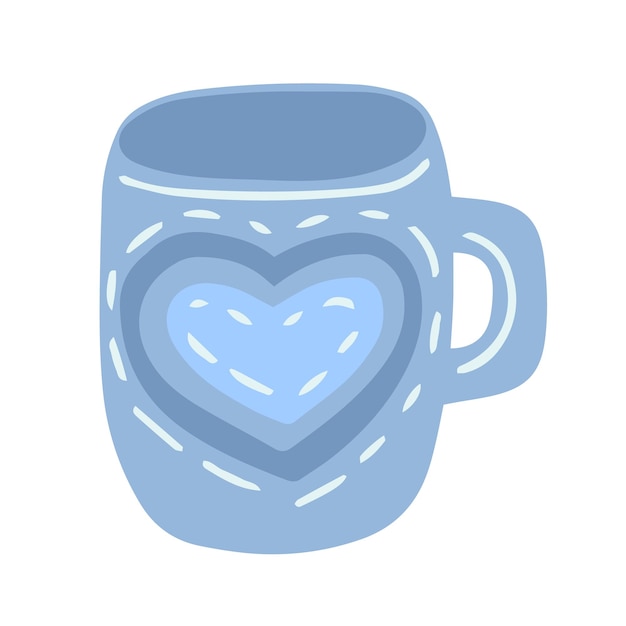 Doodle taza de té con corazón vector clip art