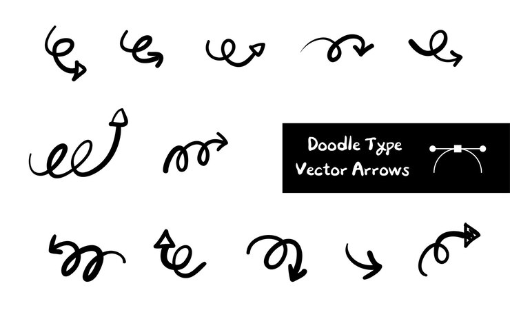 Vector doodle tipo flechas vectoriales