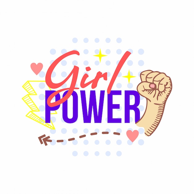 Doodle de tipografía de poder de niña