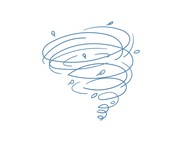 Doodle tormenta de huracán Línea de tornado movimiento de ciclón sketchy