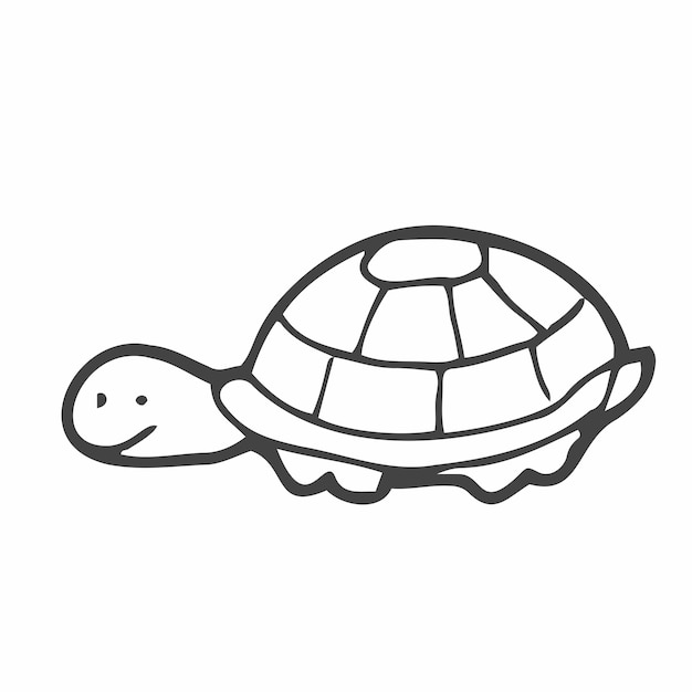 Doodle de tortuga dibujada a mano Icono de estilo de boceto Elemento de decoración aislado sobre fondo blanco