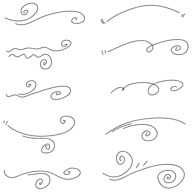 Doodle viento ilustración vector estilo handrawn