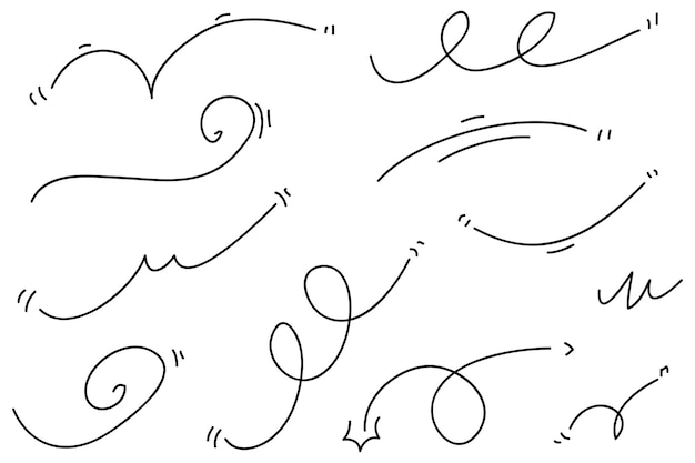 Doodle viento ilustración vector estilo handrawn