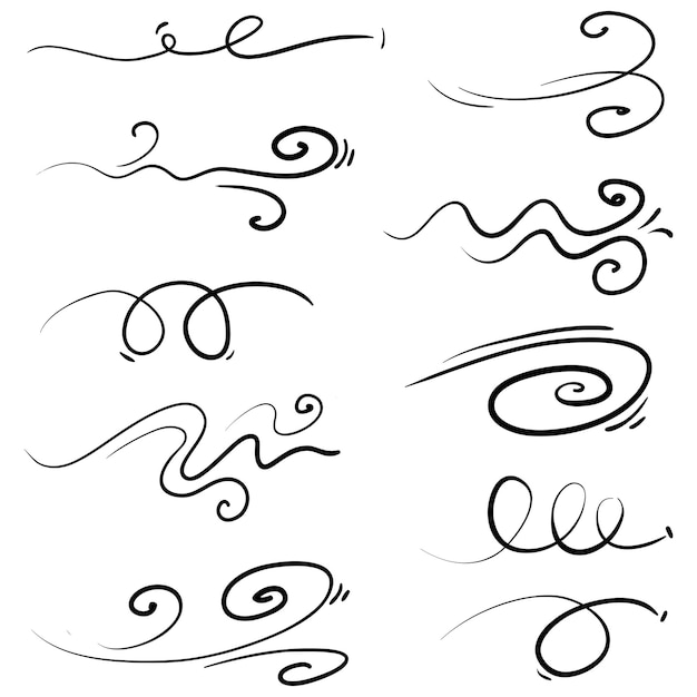 Doodle viento ilustración vector estilo handrawn