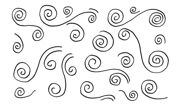 Doodle viento ilustración vector mano estilo dibujado aislado sobre fondo blanco.