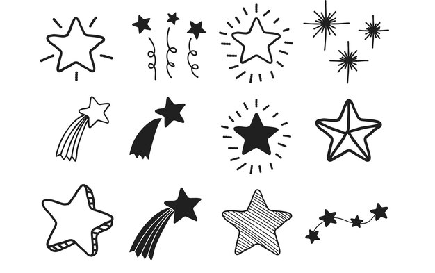 Los doodles de estrellas dibujados a mano