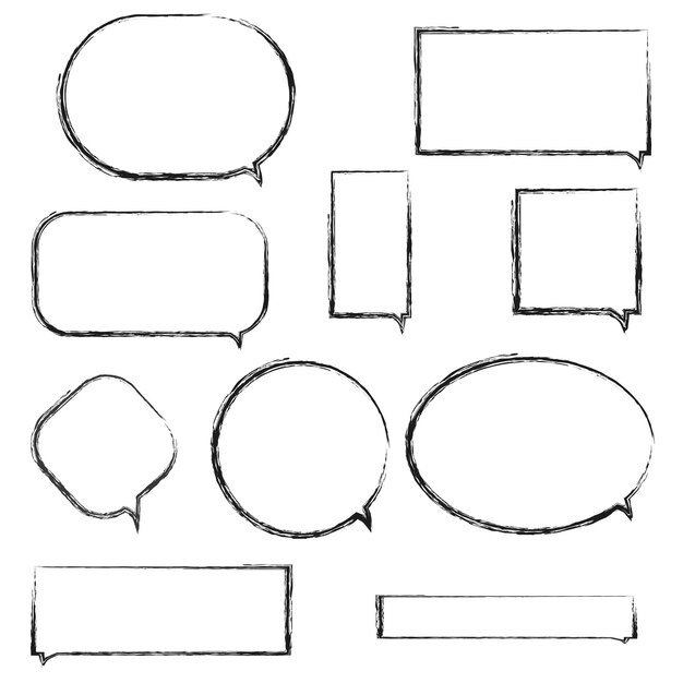 Los doodles con textura de lápiz de carbón son una ilustración vectorial