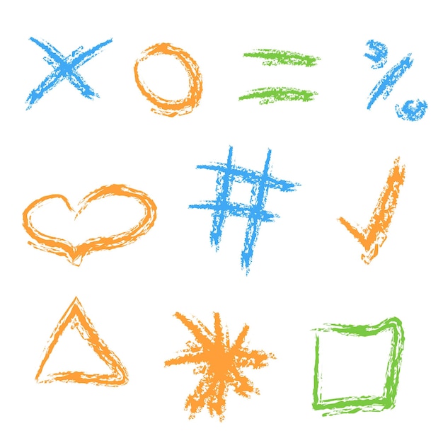 Los doodles con textura de lápiz de carbón son una ilustración vectorial