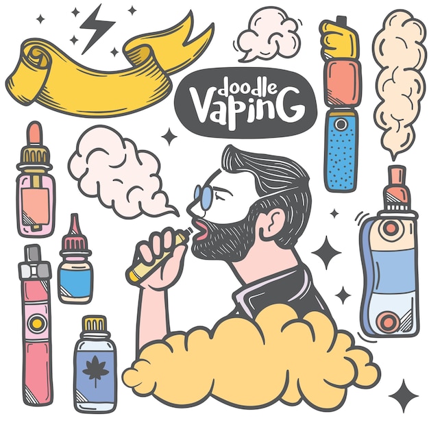 Vector doodles vape y elementos