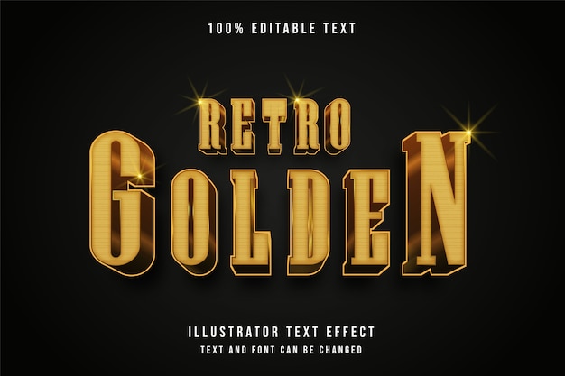 Dorado retro, efecto de texto editable en 3d estilo de texto dorado moderno