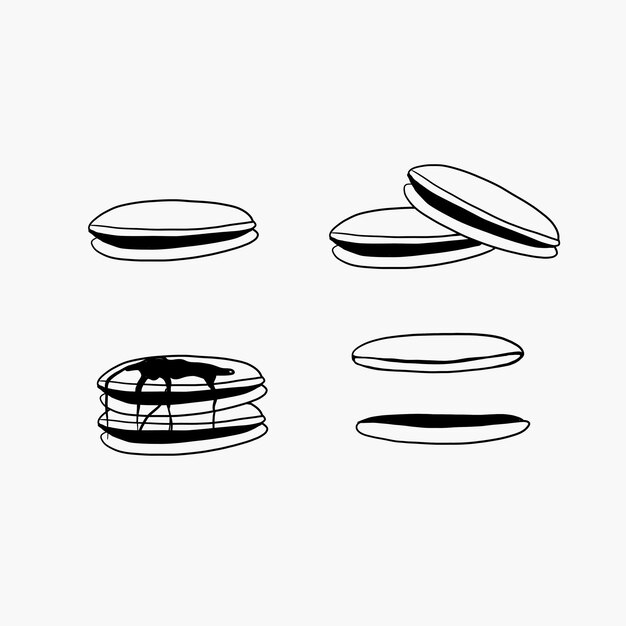 dorayaki panqueque dibujado a mano doodle ilustraciones vectoriales