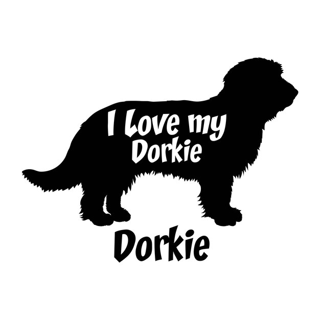 Dorkie amo a mi perro silueta de perro razas de perro logotipo vector de monograma de perro