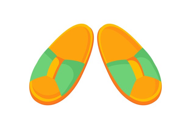 Dos acogedoras zapatillas concepto elemento de goma de la ropa para la temporada de verano zapatos para clima cálido comodidad y comodidad dibujos animados vector plano ilustración aislada sobre fondo blanco