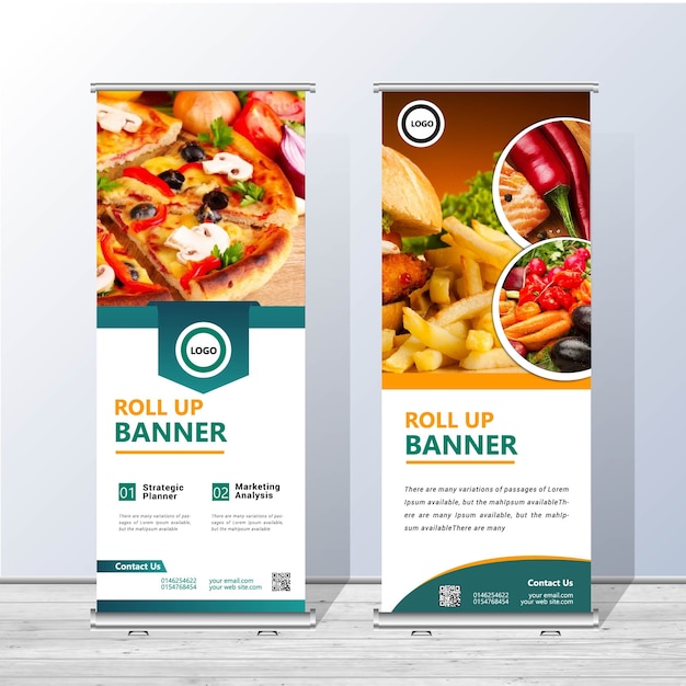 Dos alimentos Roll Up Vector plantilla