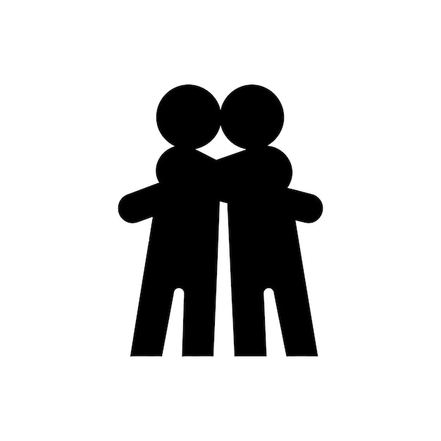 Dos amigos que se dan un abrazo el icono Ilustración vectorial simple
