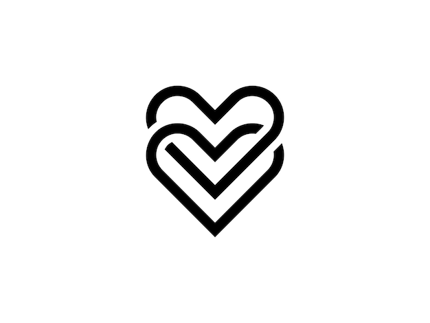 dos amor o doble amor corazón romance diseño de logotipo
