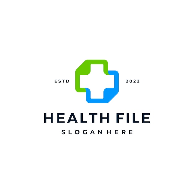 Dos archivos de papel conexión de documentos con signo más inspiración en el diseño del logotipo de salud médica