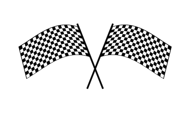 Dos banderas de carreras cruzadas Bandera a cuadros o bandera de salida y meta Bandera cruzada para carreras de automovilismo