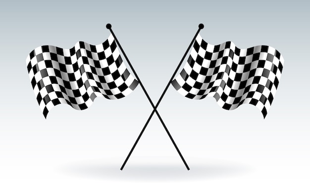Dos banderas a cuadros cruzadas
