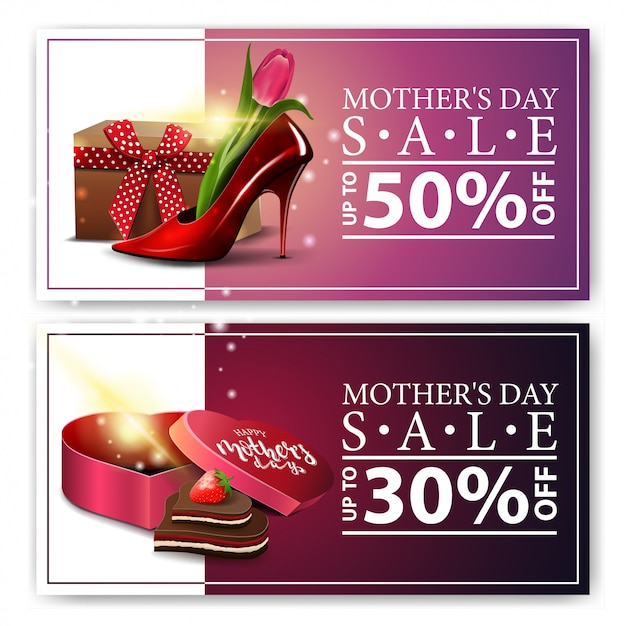 Dos banners de descuento para el día de la madre.