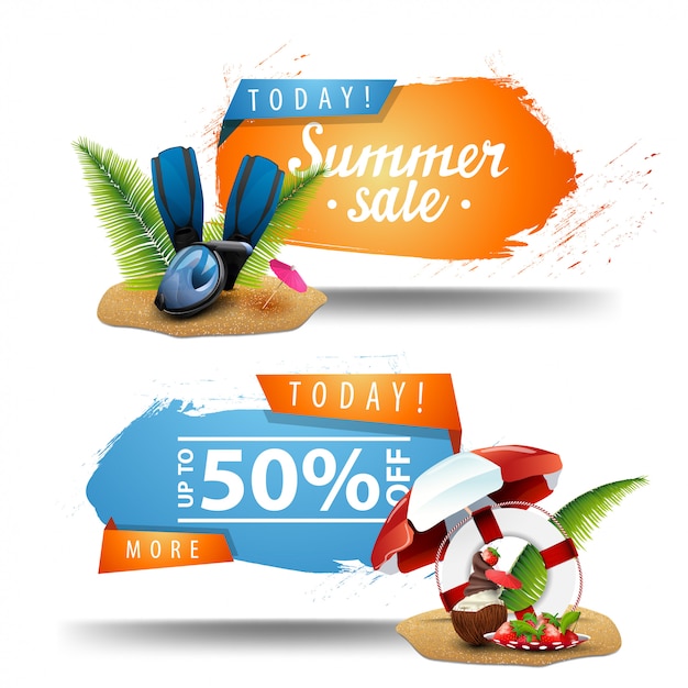 Vector dos banners de venta de verano para hacer clic.