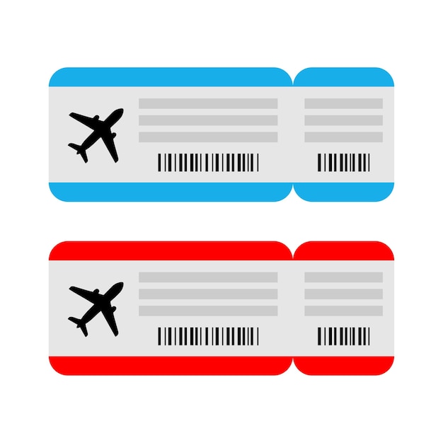 Dos boletos de avión de colores